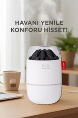 Hava Nemlendiricisi Buhar Makinesi Led Işıklı Odun Ateşi Efektli 280 ML H16 Beyaz