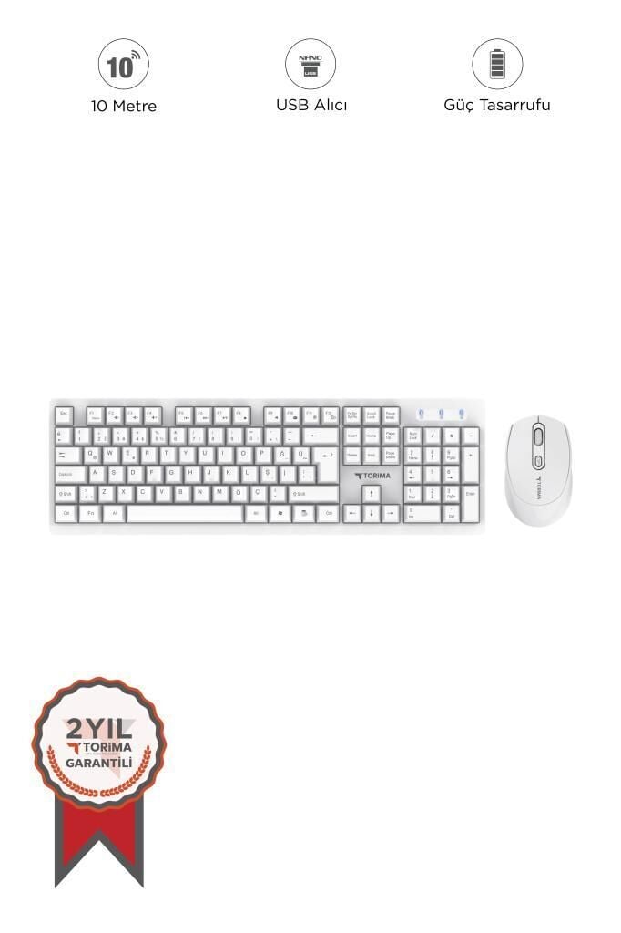 Kablosuz Q Klavye Mouse Seti TMK01 Beyaz