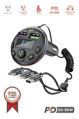 Transmitter Şarj Özellikli Dijital Göstergeli Bluetooth Fm 36W G14 PD Siyah
