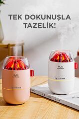 Hava Nemlendiricisi Buhar Makinesi Led Işıklı Odun Ateşi Efektli 280 ML H16 Pembe