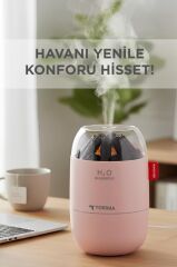 Hava Nemlendiricisi Buhar Makinesi Led Işıklı Odun Ateşi Efektli 280 ML H16 Pembe