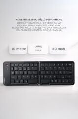 Kablosuz Klavye Bluetooth Katlanabilir Şarjlı Mini Klavye TK08 Siyah