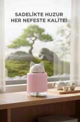 Hava Nemlendiricisi Buhar Makinesi Gece Lambalı Kedi Figürlü 300 ML H8 Pembe