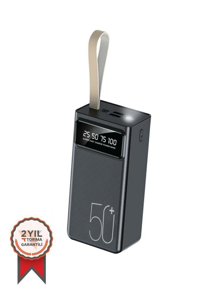 Trm-1051 Fenerli 50000 Mah 2 Çıkışlı Taşınabilir Dijital Göstergeli Powerbank Siyah