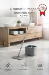 Otomatik Paspas Temizlik Seti Temiz Kirli Suyu Ayıran 3 Mop Bezli Paspas TMP02 Gri