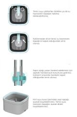 Otomatik Paspas Temizlik Seti Temiz Kirli Suyu Ayıran 3 Mop Bezli Paspas TMP02 Gri