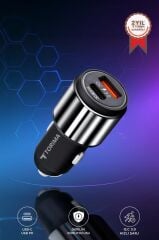 Hızlı Şarj Adaptörü 45W Type-C Kablolu Araç Çakmaklık Şarj C16 Gümüş