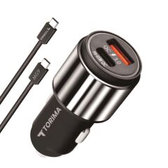 Hızlı Şarj Adaptörü 45W Type-C Kablolu Araç Çakmaklık Şarj C16 Gümüş