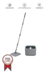 Otomatik Paspas Temizlik Seti Temiz Kirli Suyu Ayıran 3 Mop Bezli Paspas TMP02 Gri