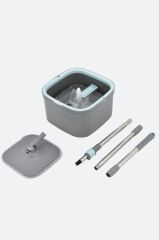 Otomatik Paspas Temizlik Seti Temiz Kirli Suyu Ayıran 3 Mop Bezli Paspas TMP02 Gri