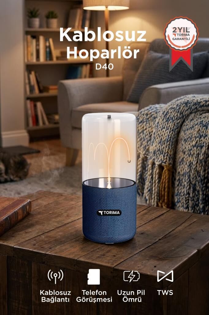 Bluetooth Hoparlör Manyetik Işıklı TWS 5.3 Speaker D40 Lacivert