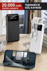 Taşınabilir Batarya 20000 Mah Ledli 4 Çıkışlı Powerbank TRM-1021 Beyaz