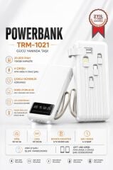 Taşınabilir Batarya 20000 Mah Ledli 4 Çıkışlı Powerbank TRM-1021 Beyaz