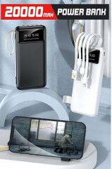 Taşınabilir Batarya 20000 Mah Ledli 4 Çıkışlı Powerbank TRM-1021 Beyaz