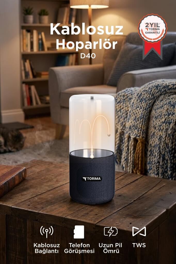 Bluetooth Hoparlör Manyetik Işıklı TWS 5.3 Speaker D40 Siyah