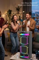 Bluetooth Hoparlör Led Işıklı Mikrofonlu Kumandalı Speaker KTS-1991 Siyah