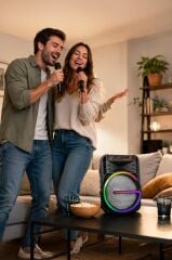 Bluetooth Hoparlör Rgb Işıklı Çift Mikrofonlu 19W Kablosuz Speaker KTS-2170 Siyah