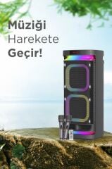 Bluetooth Hoparlör Led Işıklı Mikrofonlu Kumandalı Speaker KTS-1991 Siyah