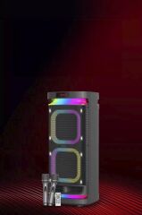 Bluetooth Hoparlör Led Işıklı Mikrofonlu Kumandalı Speaker KTS-1991 Siyah