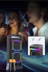 Bluetooth Hoparlör Led Işıklı Mikrofonlu Kumandalı Speaker KTS-1991 Siyah