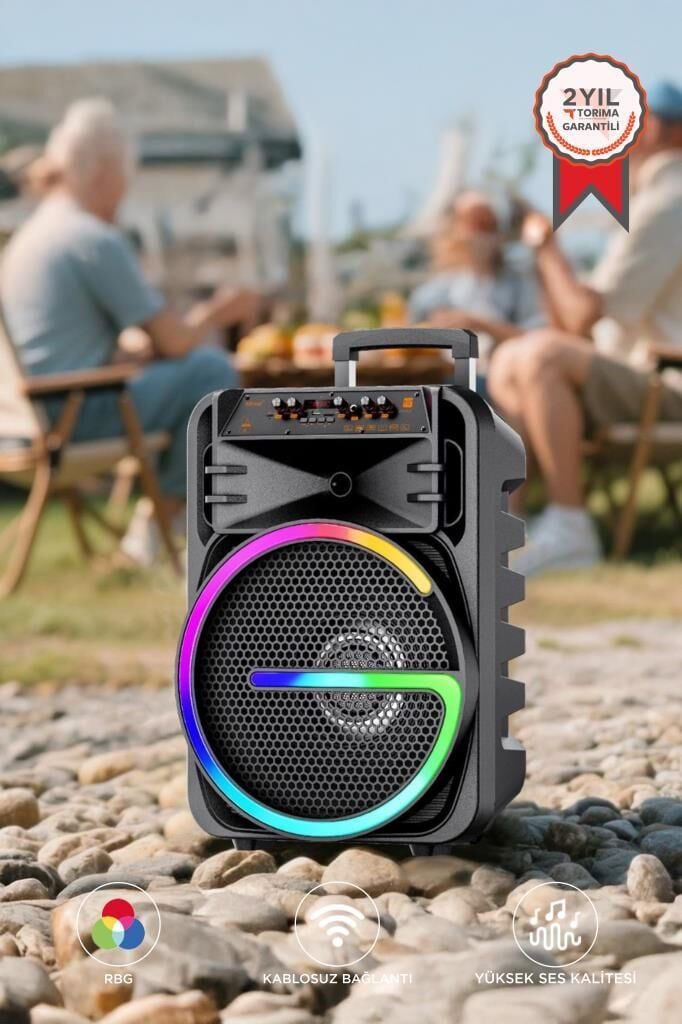 Bluetooth Hoparlör Rgb Işıklı Çift Mikrofonlu 19W Kablosuz Speaker KTS-2170 Siyah