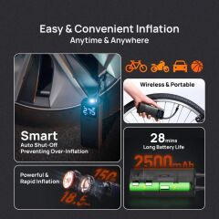70Mai TP05 Taşınabilir Akıllı Dijital Ekranlı Araç Hava Kompresörü Siyah