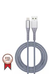 Şarj Kablosu Lightning Usb 3.0A Hızlı Halat Data Kablo AP210 Gri