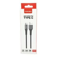 Torima 3.0A Type-C Halat Şarj-Data Kablosu Siyah AP210