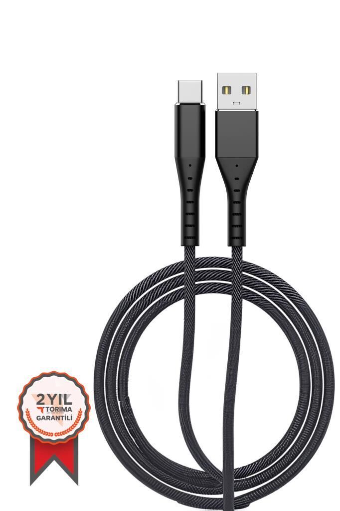 Şarj Kablosu Type-C 3.0A Halat Data Kablo AP210 Siyah