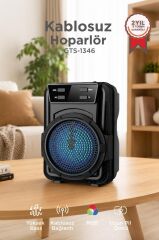 Bluetooth Hoparlör Rgb Ledli USB TF FM Radyo Hoparlör GTS-1346 Siyah