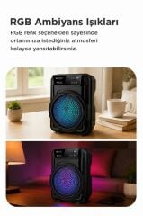 Bluetooth Hoparlör Rgb Ledli USB TF FM Radyo Hoparlör GTS-1346 Siyah