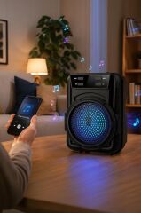 Bluetooth Hoparlör Rgb Ledli USB TF FM Radyo Hoparlör GTS-1346 Siyah
