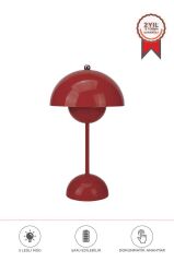 Yuvarlak Masa Lambası 3 Modlu Şarjlı Led Işıklı Gece Lambası LW12 Kırmızı