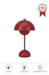 Yuvarlak Masa Lambası 3 Modlu Şarjlı Led Işıklı Gece Lambası LW12 Kırmızı