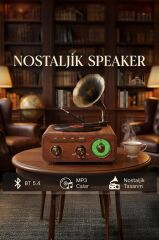 Bluetooth Hoparlör Plak Görünümlü Nostaljik Kablosuz Wireless Speaker D75 Ahşap