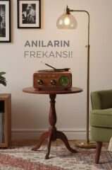 Bluetooth Hoparlör Plak Görünümlü Nostaljik Kablosuz Wireless Speaker D75 Ahşap