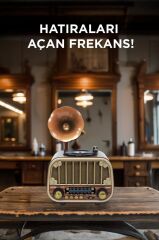 Bluetooh Hoparlör Nostaljik Radyo AUX USB TF Destekli Speaker D76 Ahşap