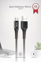 Charging Cable Micro 2.4A Rope Data Cable AP210 Black