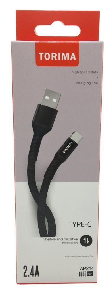 Charging Cable Type-C 2.4A Flat Data Cable AP214 Black