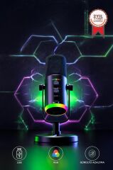 Mikrofon Podcast Vokal Kaydı Oyun İçin Dinamik USB XLR Çift Çıkışlı Profesyonel Kablosuz Mikrofon YU7 Siyah