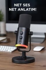 Mikrofon Podcast Vokal Kaydı Oyun USB XLR Çift Çıkışlı Profesyonel Kablosuz Mikrofon YU7 Siyah