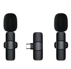 2 Adet Kablosuz Yaka Mikrofonu Typ-c 2'li Mini Mikrofon K9