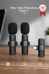 Mini Yaka Mikrofonu Type-C 2 Adet Taşınabilir Mikrofon K9
