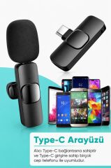 Mini Yaka Mikrofonu Type-C 2 Adet Taşınabilir Mikrofon K9