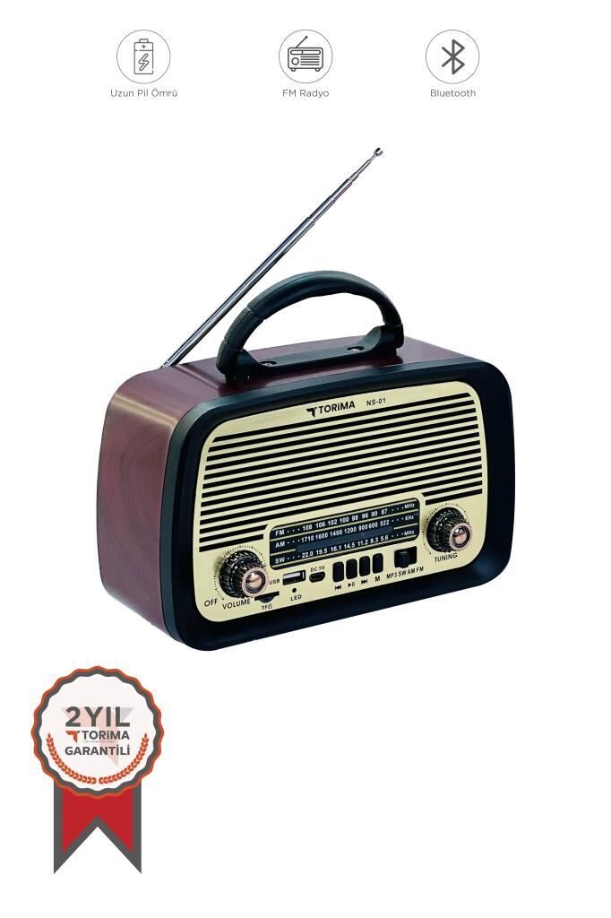 Bluetooth Hoparlör Nostlajik Radyo Speaker NS01 Kahverengi