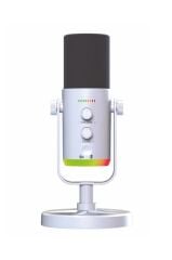 Mikrofon Podcast Vokal Kaydı Oyun USB XLR Çift Çıkışlı Profesyonel Kablosuz Mikrofon YU7 Beyaz