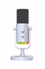 Mikrofon Podcast Vokal Kaydı Oyun USB XLR Çift Çıkışlı Profesyonel Kablosuz Mikrofon YU7 Beyaz