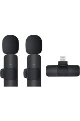 Mini Yaka Mikrofonu Lightning 2 Adet Taşınabilir Mikrofon K9