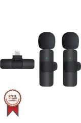 Mini Yaka Mikrofonu Lightning 2 Adet Taşınabilir Mikrofon K9