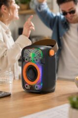 Bluetooth Hoparlör Rgb Işıklı 10W Kablosuz Speaker D77 Siyah